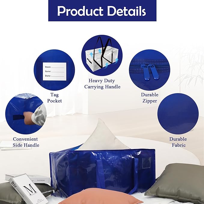 🏆Flash Sale⚡Heavy-Duty Moving Bags with Reinforced Handles - Extra Large Storage Laundry Bags for Clothes, Toys, Blankets