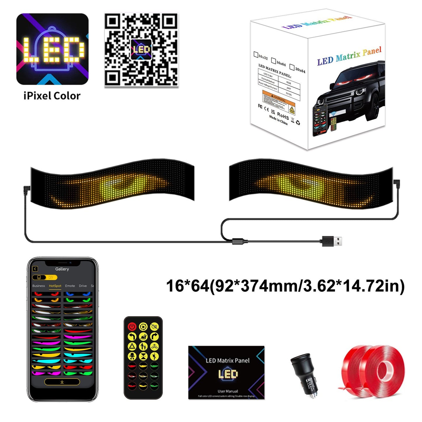 😈 Halloween Spooktacular Deal Alert! 🎃 Devil Eyes LED Sign: App - Controlled, Animated for Car/Truck Windshields