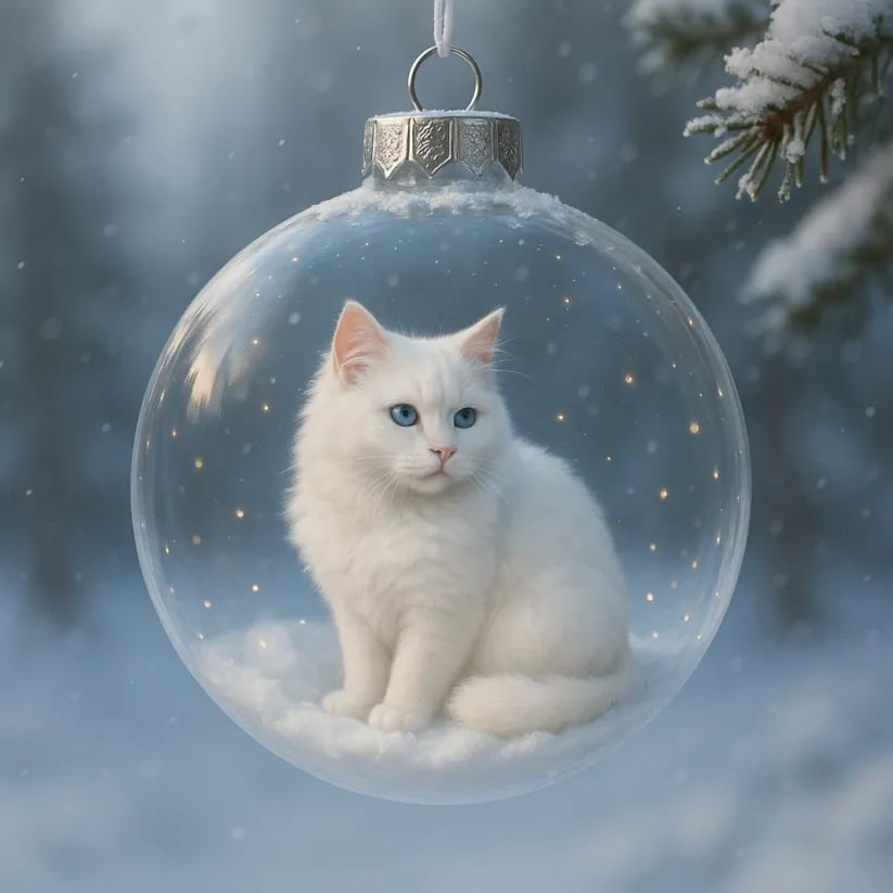 🔥Last Day 49% OFF - Cute Cat Christmas Glass Ornaments Collection