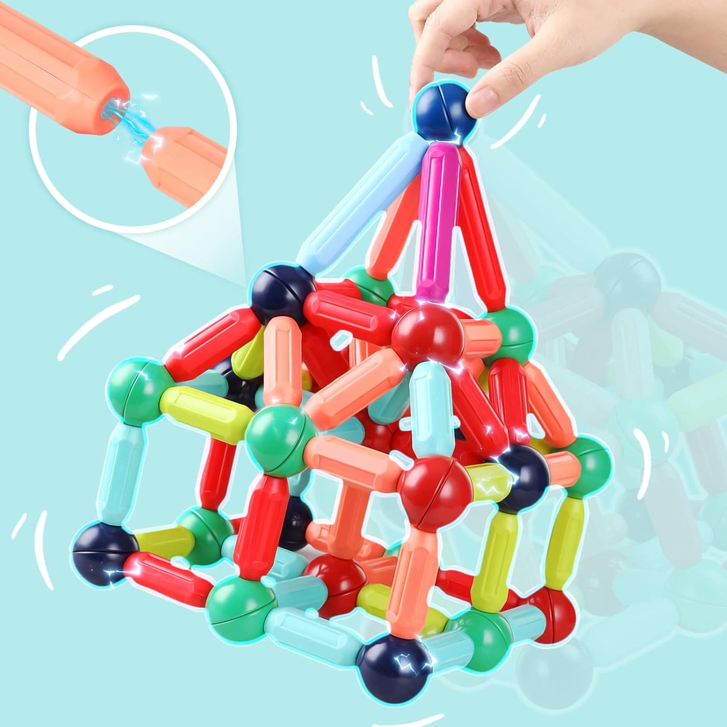 🔥Magnetic Balls and Rods Set Educational Magnet Building Blocks