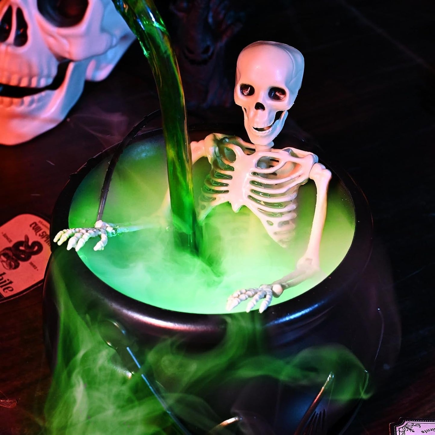 💀ديكور مرجل الهالوين مع زجاجات جرعات سحرية عائمة وناشر