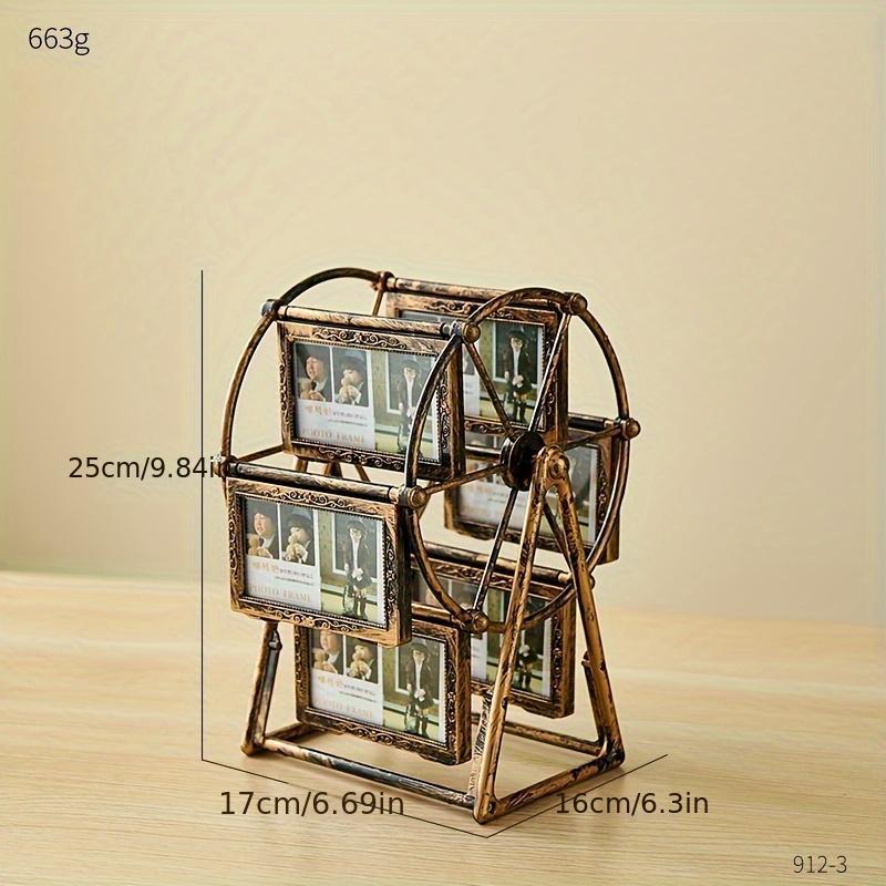 Vintage Rotating Wheel Picture Frame, 1/4 Counts Photo Display Frame