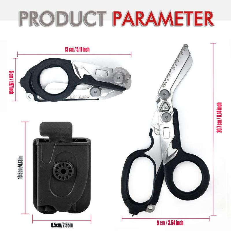 Multifunctional foldable trauma scissors.