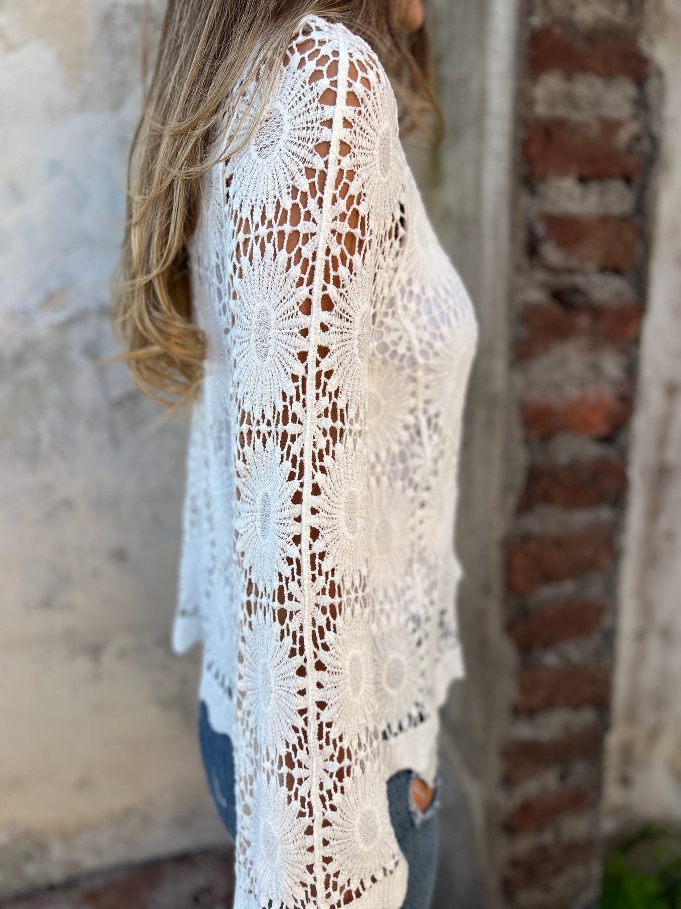 🏆Flash Sale⚡ 50K+ SOLD! Almost Gone-💥Cutout Embroidered V-Neck Button Long Sleeve Top,Best gifts