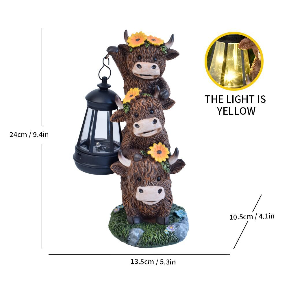 Solar-Powered Highland Cow Lamp for Yard & Garden Decor