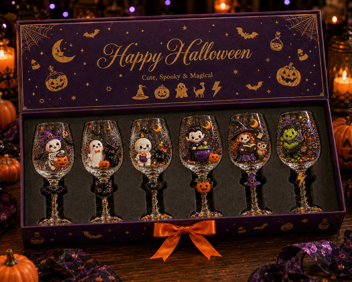 đĽLast day 50% OFFđHalloween 3D Wine Glass Collection Gift Box Setâ¨
