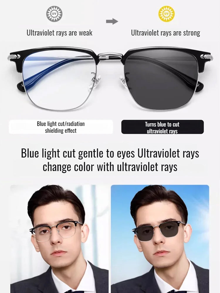 🔥Auto-Focus Eyeglasses with Adjustable Eyebrow Frame and Blue Light Blocking for Presbyopia