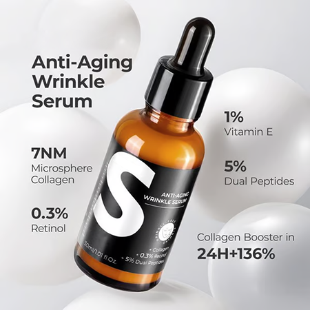 Retinol & Peptide Anti-Aging Wrinkle Serum, Brightening Serum for Fine Lines