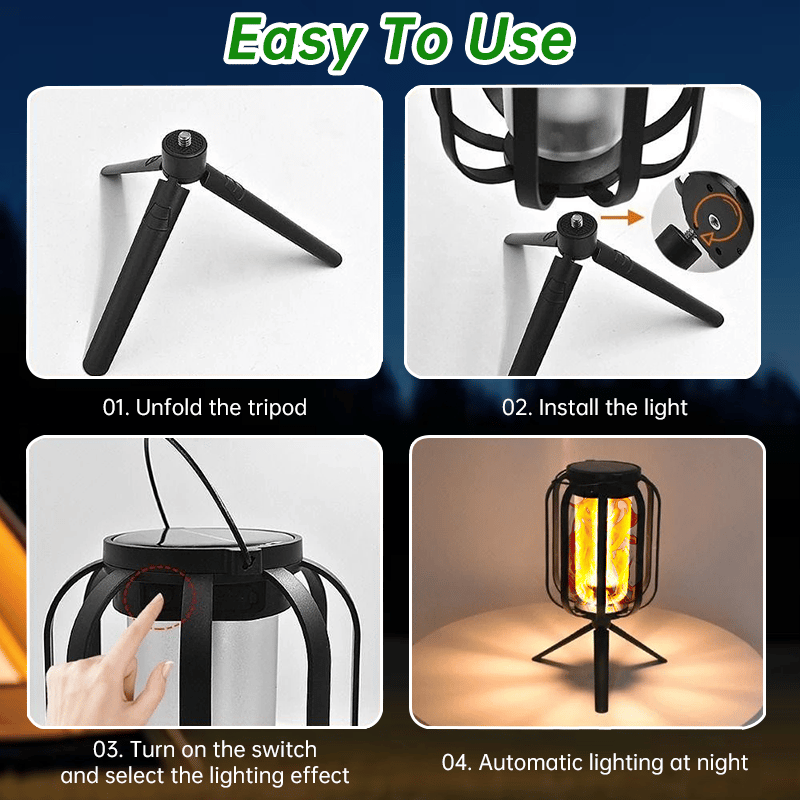 🔥Upgraded Flickering Flame Solar Lantern