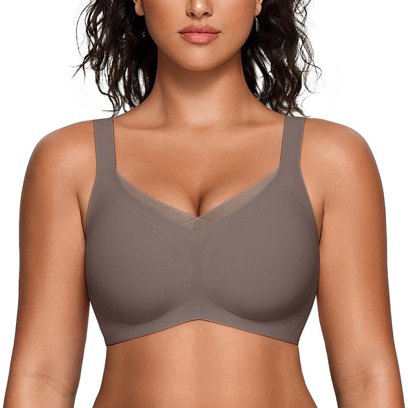 Women's Wireless V-Neck Crossover Mesh Seamless Push-Up Bra