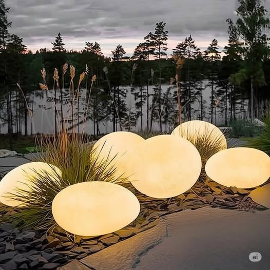 Solar Powered Pebble Stone Lamp Outdoor Park Garden Atmosphere Decoration Landscape Lamp Outdoor Villa Courtyard Lamp(Waterproof)