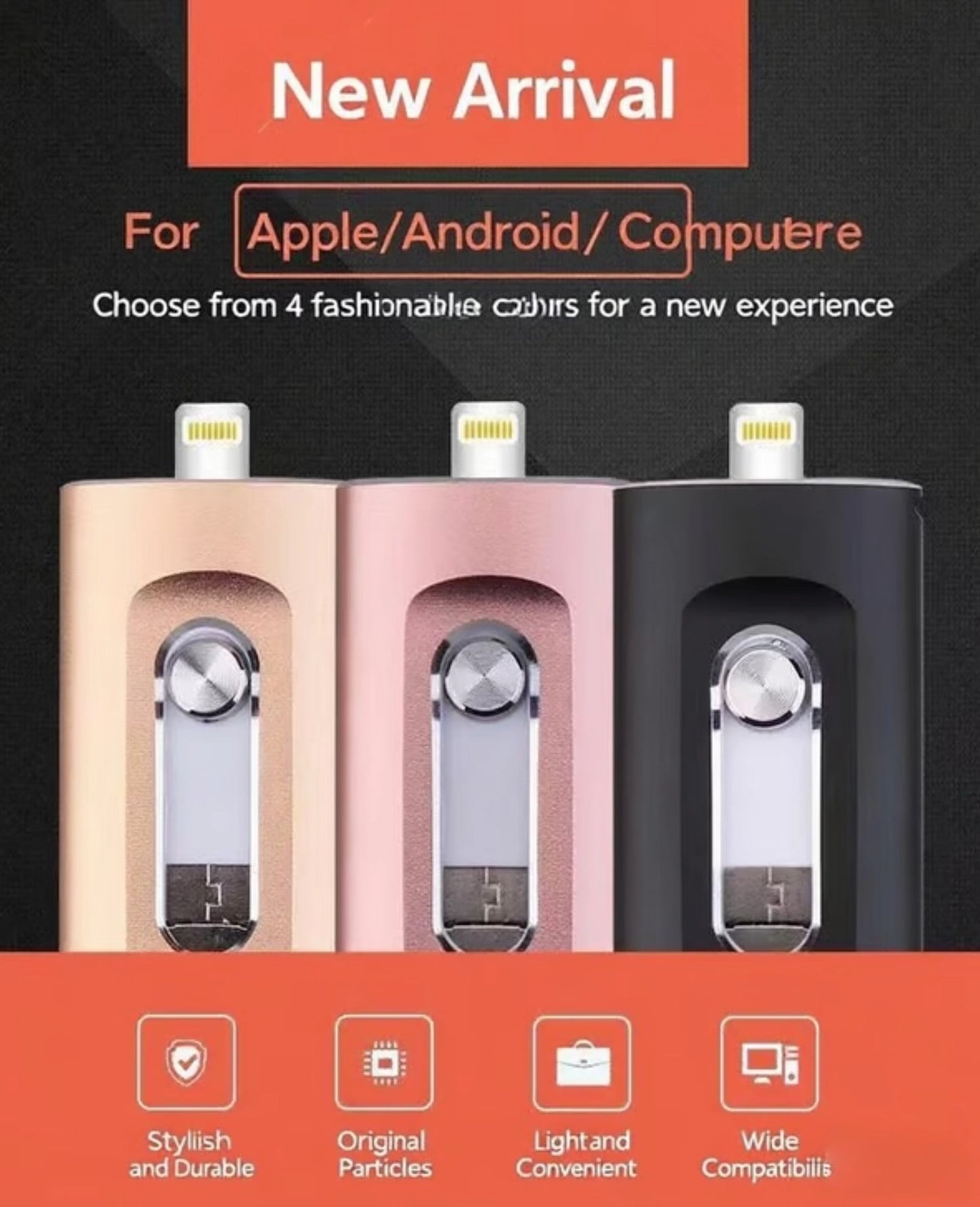 ⚡⚡3 in 1 Flash Drive, Portable High Speed USB 3.0 Memory Storage, OTG Flash Pen Drive with Free Type-C Adapter for Android Phones/PC and More Devices