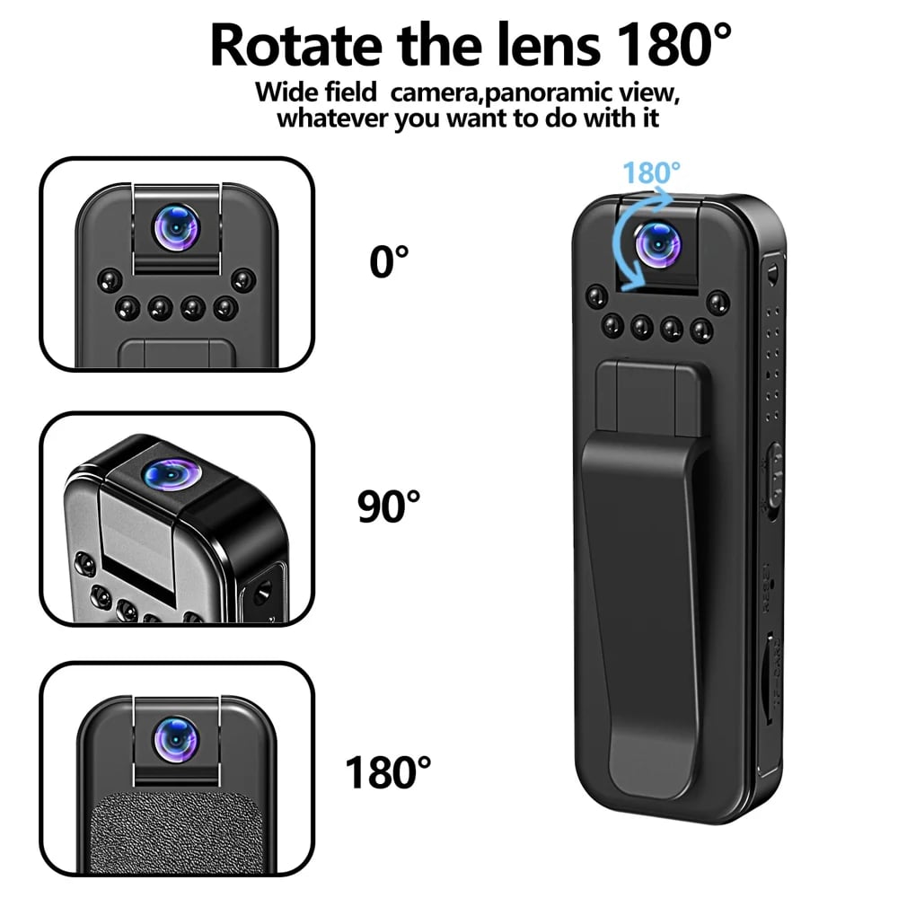 🔥HD 1080P wiederaufladbare Mini-Körperkamera mit Nachtsicht und drehbarem Objektiv📷️