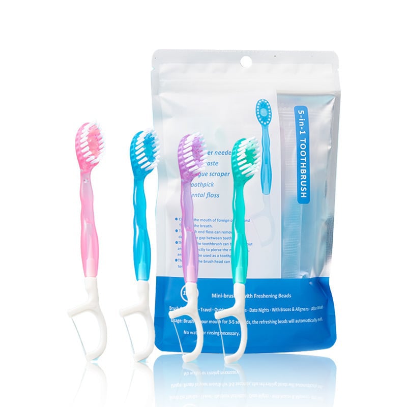 🎁5 in 1 Mini Toothbrush & Floss & Tongue Scraper & Toothpick Set 26pcs