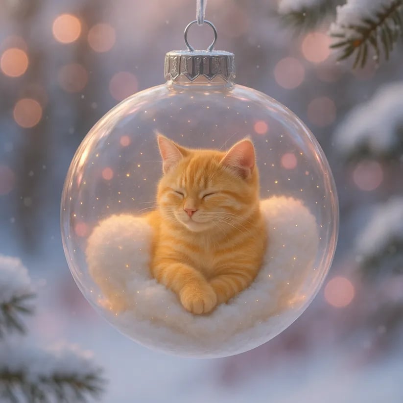 🔥Last Day 49% OFF - Cute Cat Christmas Glass Ornaments Collection