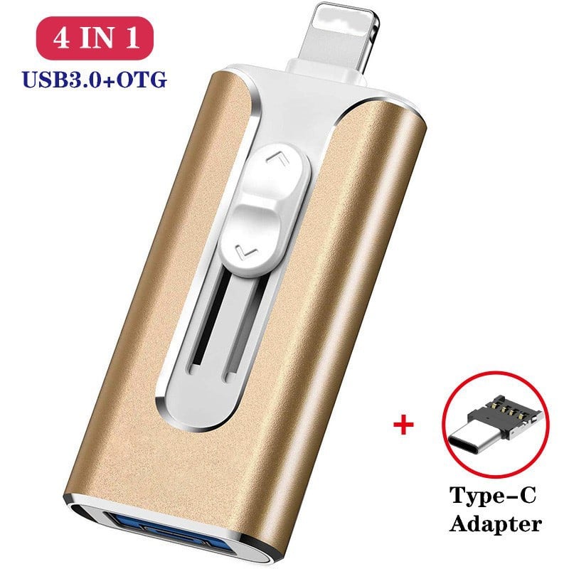 ⚡4 in 1 Flash Drive, Portable High Speed USB 3.0 Memory Storage【Multi-Port USB Drive】