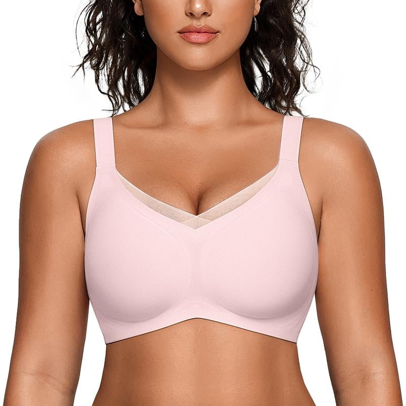 Women's Wireless V-Neck Crossover Mesh Seamless Push-Up Bra