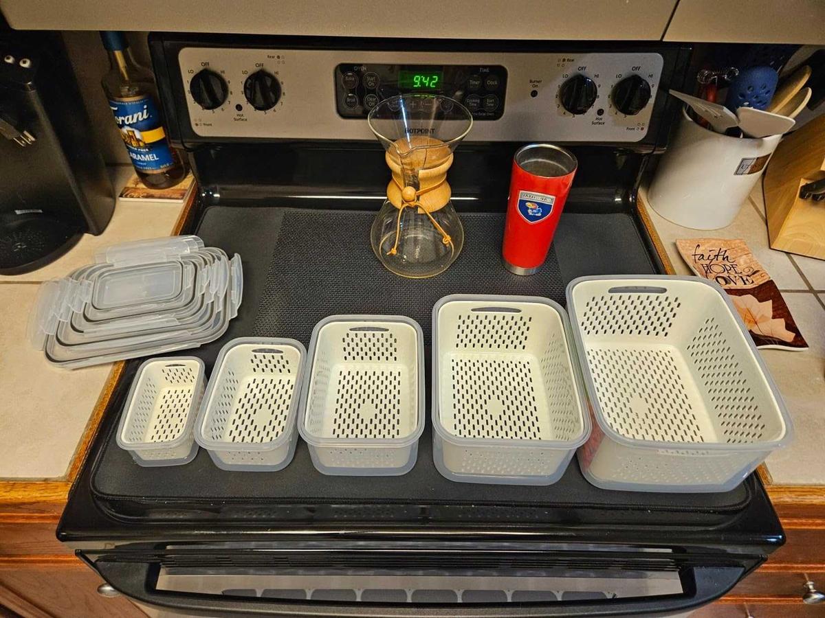 💖🔥Household transparent plastic food storage box-Including drain basket💧