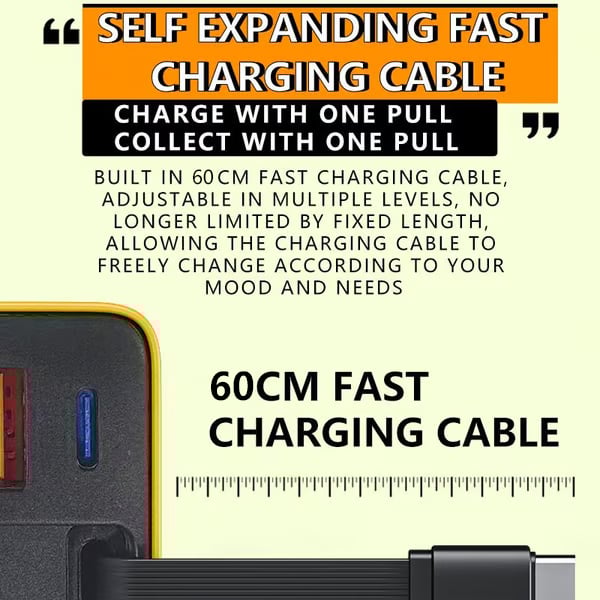🔥3 in 1 GaN Charger,Scalable 80W MAX fast charger module with Type-C cable and 1 USB ports