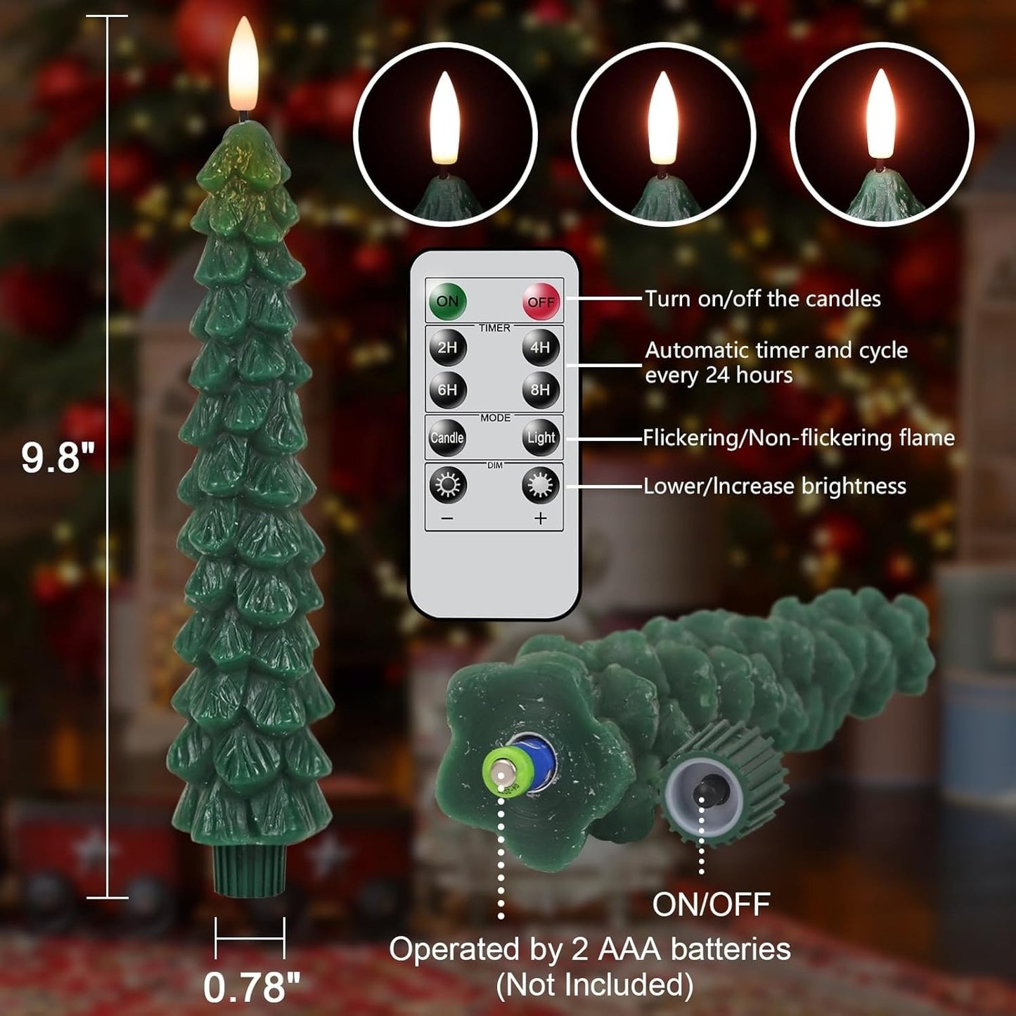 🔥 Early Christmas Sale 49% OFF 🌲Christmas Tree Flameless Taper Candle Lights with Remote Control