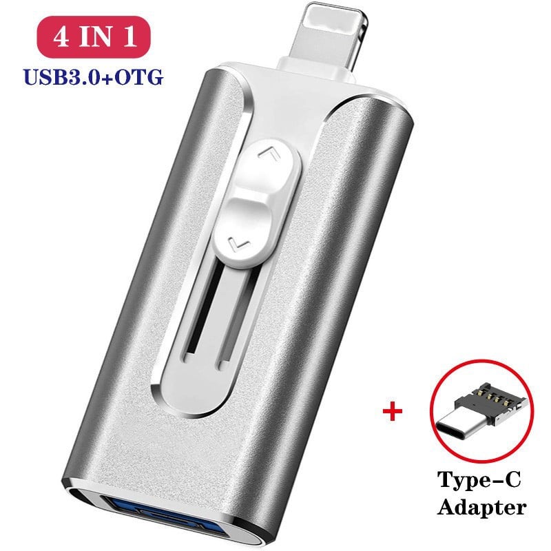 ⚡4 in 1 Flash Drive, Portable High Speed USB 3.0 Memory Storage【Multi-Port USB Drive】