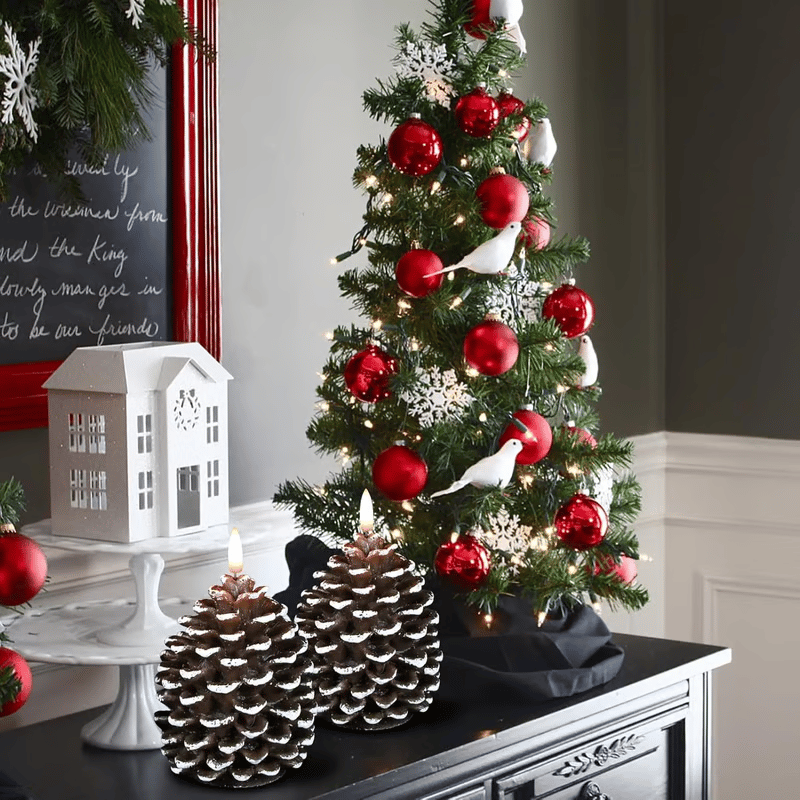 🎄Flameless Pinecone Candles Battery Operated