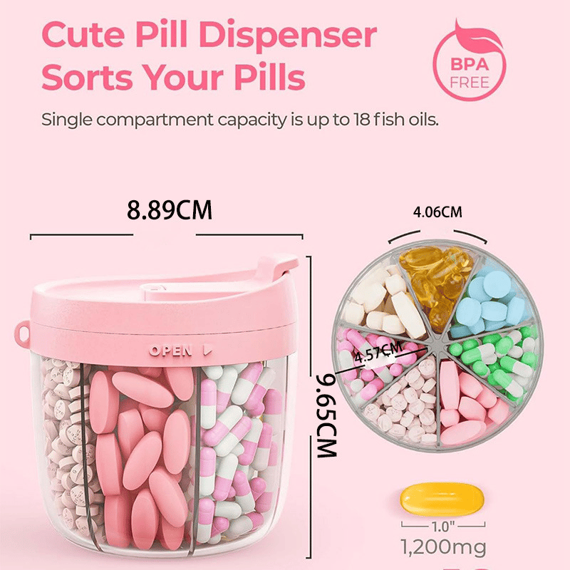 Last Day Promotion Pill Dispenser Bottle with 6 Compartments | Never Miss a Dose Again!