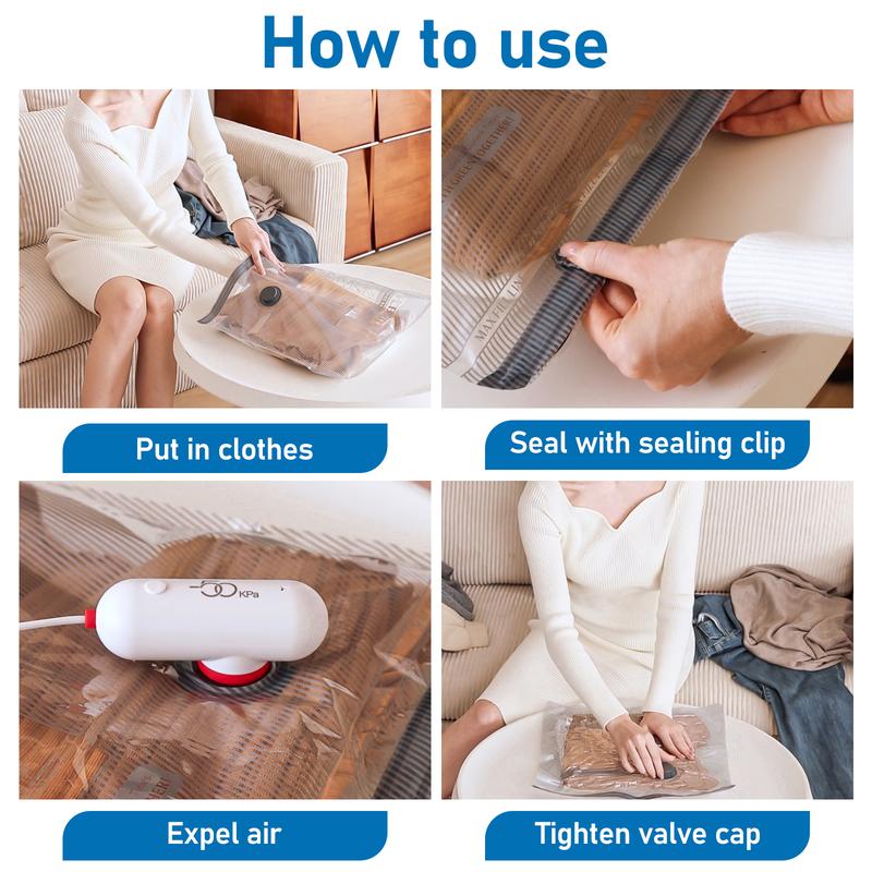 ✨🔥9 Pack Lightweight Travel Bags with USB Electric Pump | Compact Vacuum Storage Bags for Clothes | Space Saver Compression Bags for Travel