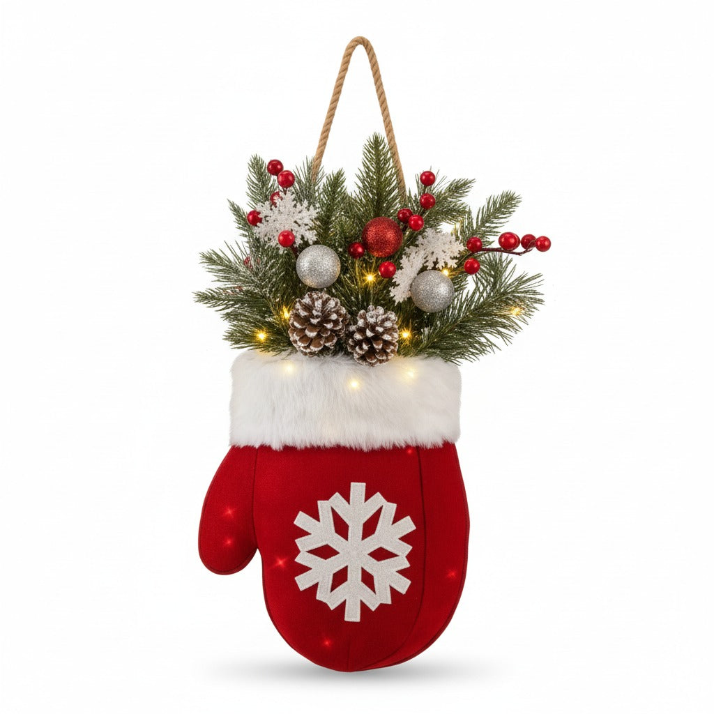 Handgemachter Weihnachtsfäustlingskranz