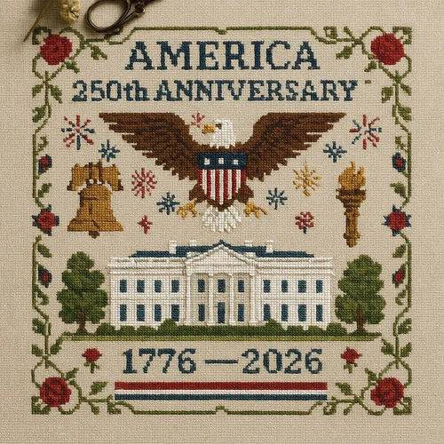 ✨250th Anniversary of America Cross Stitch Kit – Celebrate with Craft and Tradition