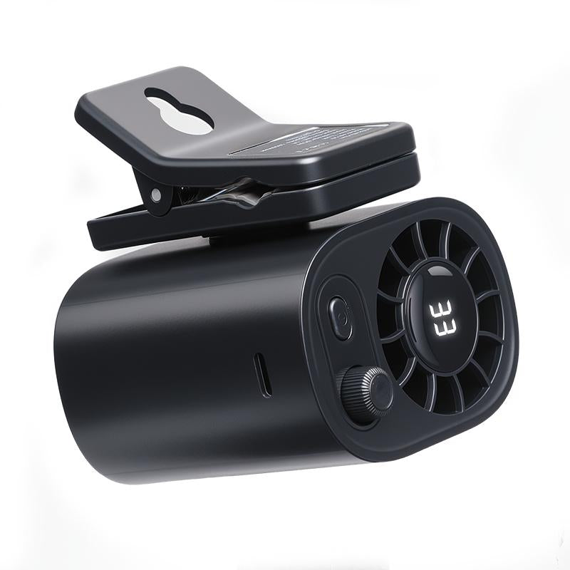 Ventilateur portable à clip pour voiture, écran LCD, rotatif à 360°, 100 vitesses