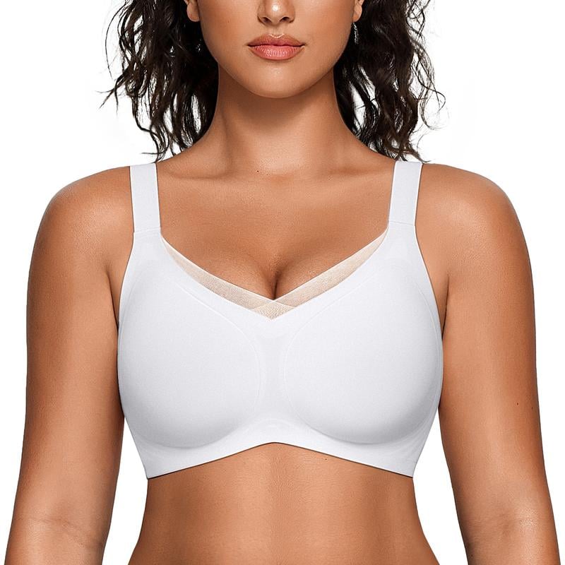 Women's Wireless V-Neck Crossover Mesh Seamless Push-Up Bra