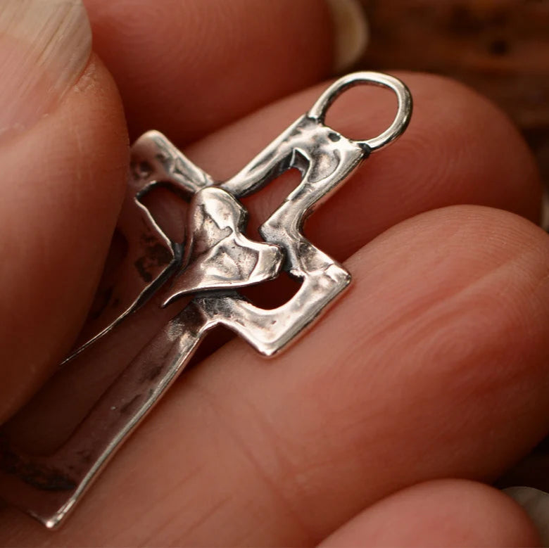 ✝️100 % handgefertigtes Silberkreuz mit heilendem Herz