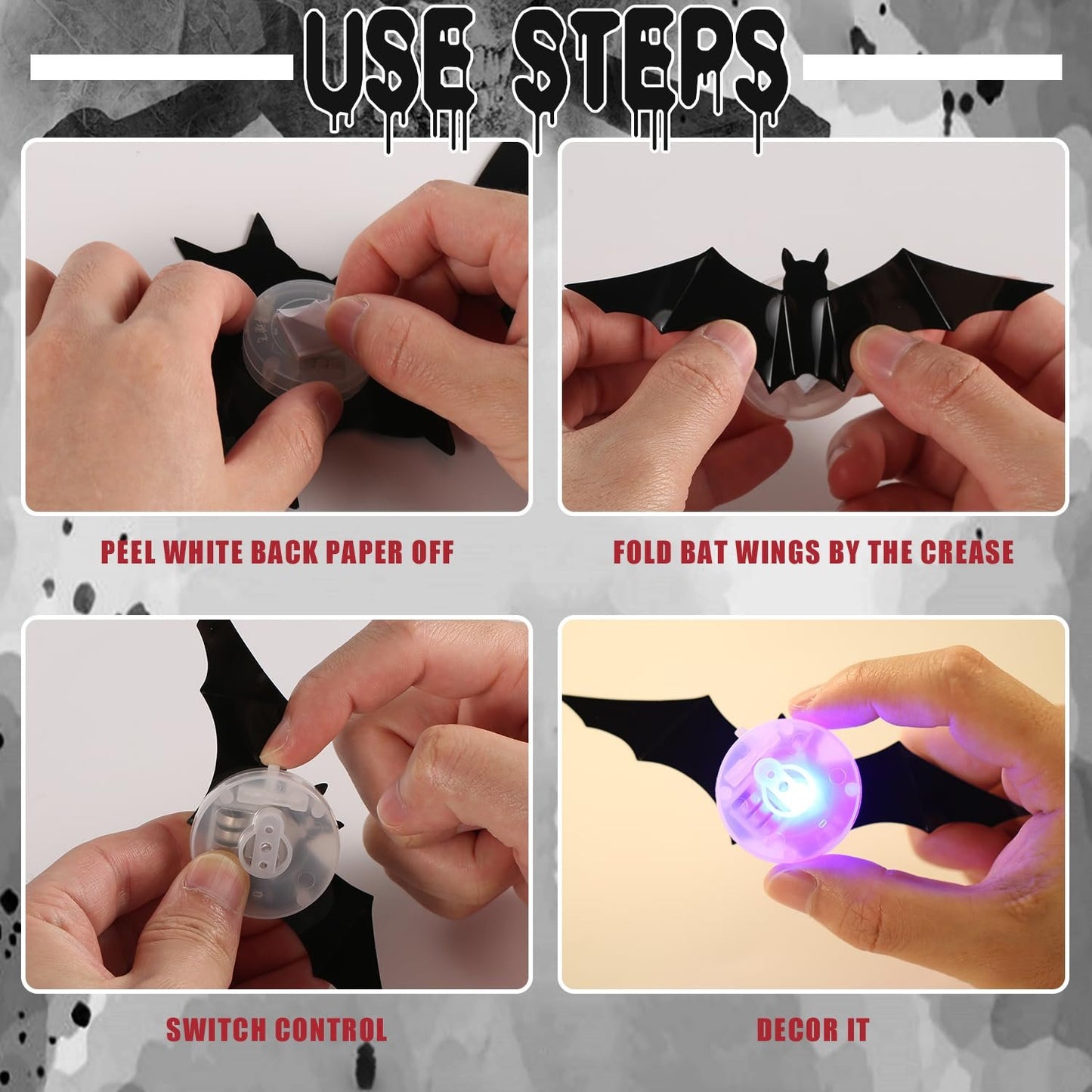 ๐๐ฆ Halloween 3D Lighted Bats