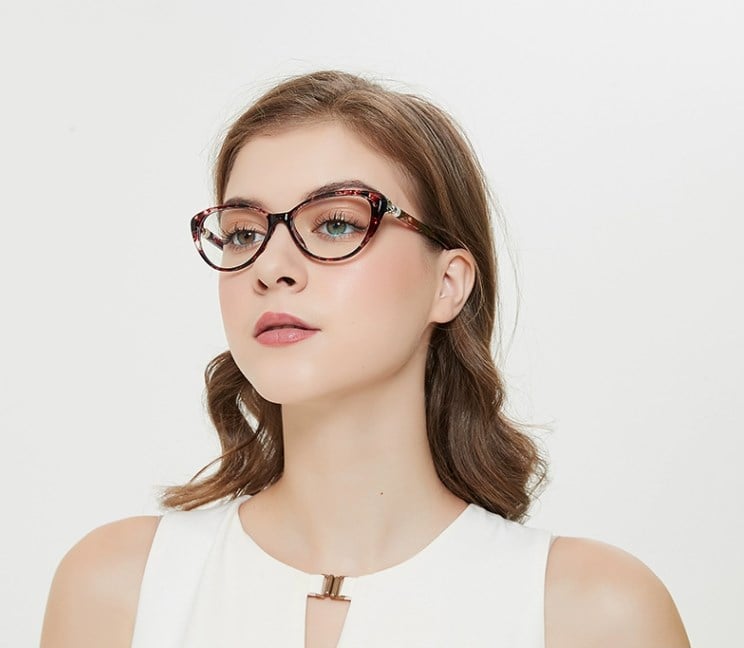 Katzenaugenbrille mit Perlmuttscharnier, progressive, multifokale Lesebrille