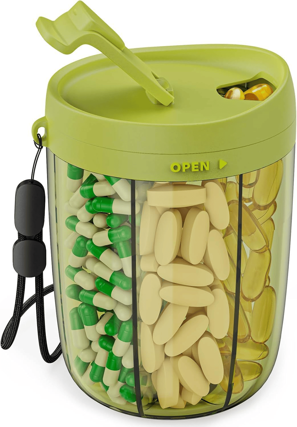 Last Day Promotion Pill Dispenser Bottle with 6 Compartments | Never Miss a Dose Again!