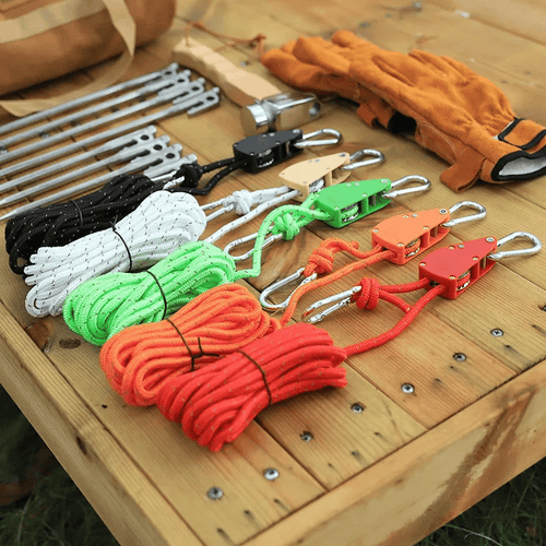 š„Outdoor Windproof RopeCamping Wind Rope Pulley Tie Down Strap with Carabiner, 4M Durable Nylon Ropeš„