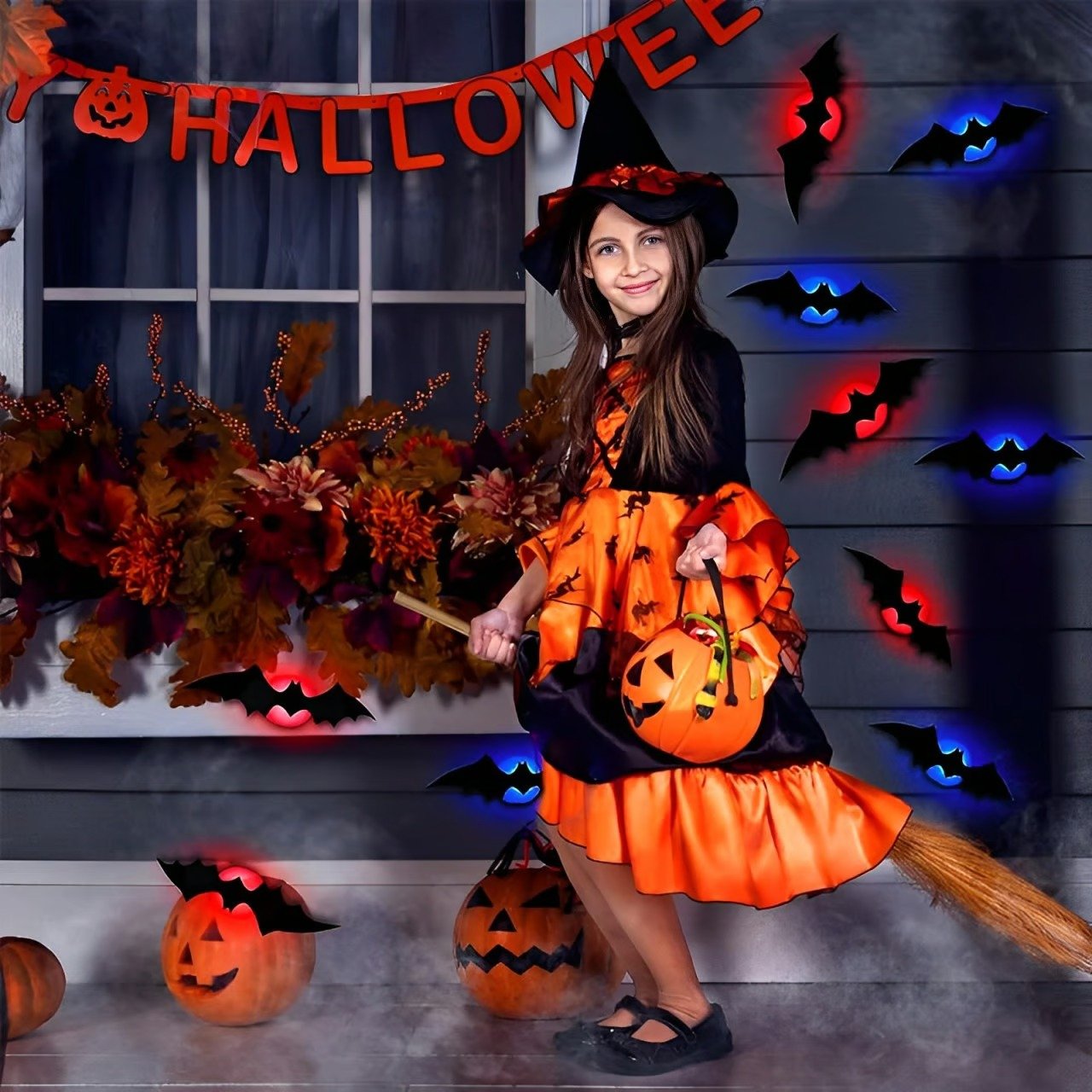 ๐๐ฆ Halloween 3D Lighted Bats
