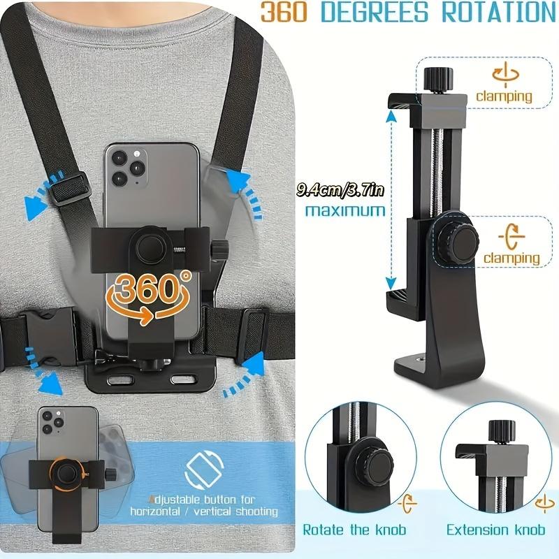 Chest strap phone holder, adjustable phone chest strap holder