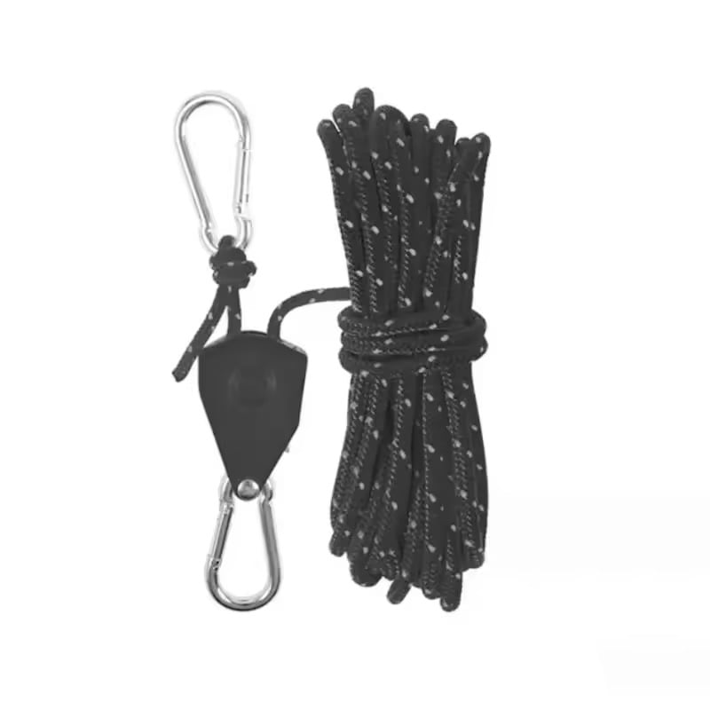 š„Outdoor Windproof RopeCamping Wind Rope Pulley Tie Down Strap with Carabiner, 4M Durable Nylon Ropeš„