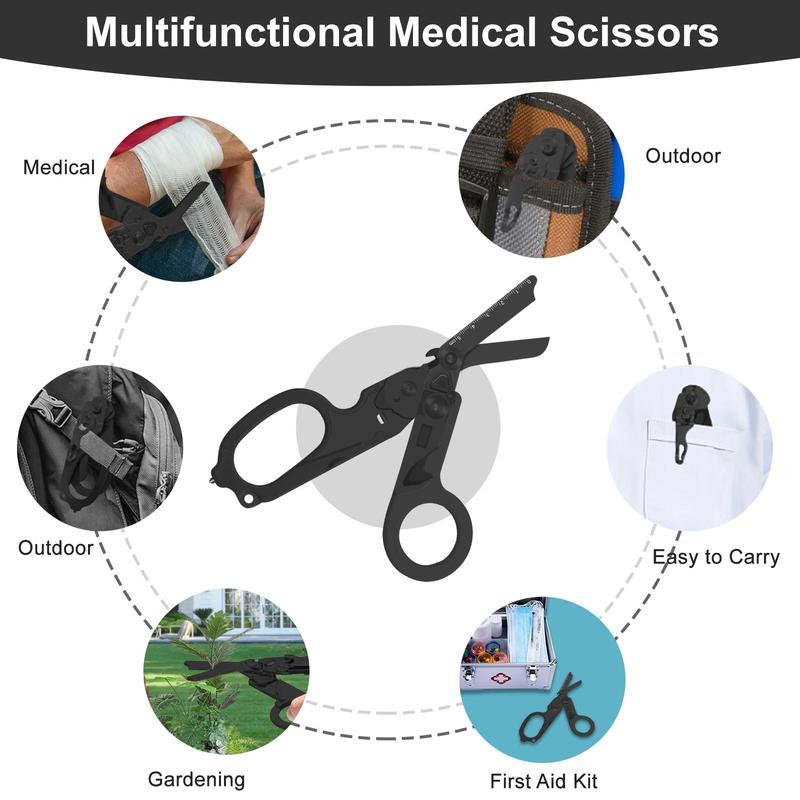 Multifunctional foldable trauma scissors.
