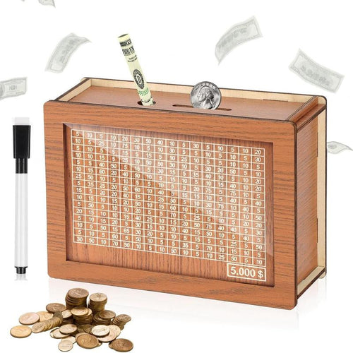 Wooden Money Box with Counter