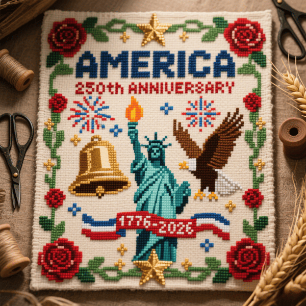 ✨250th Anniversary of America Cross Stitch Kit – Celebrate with Craft and Tradition