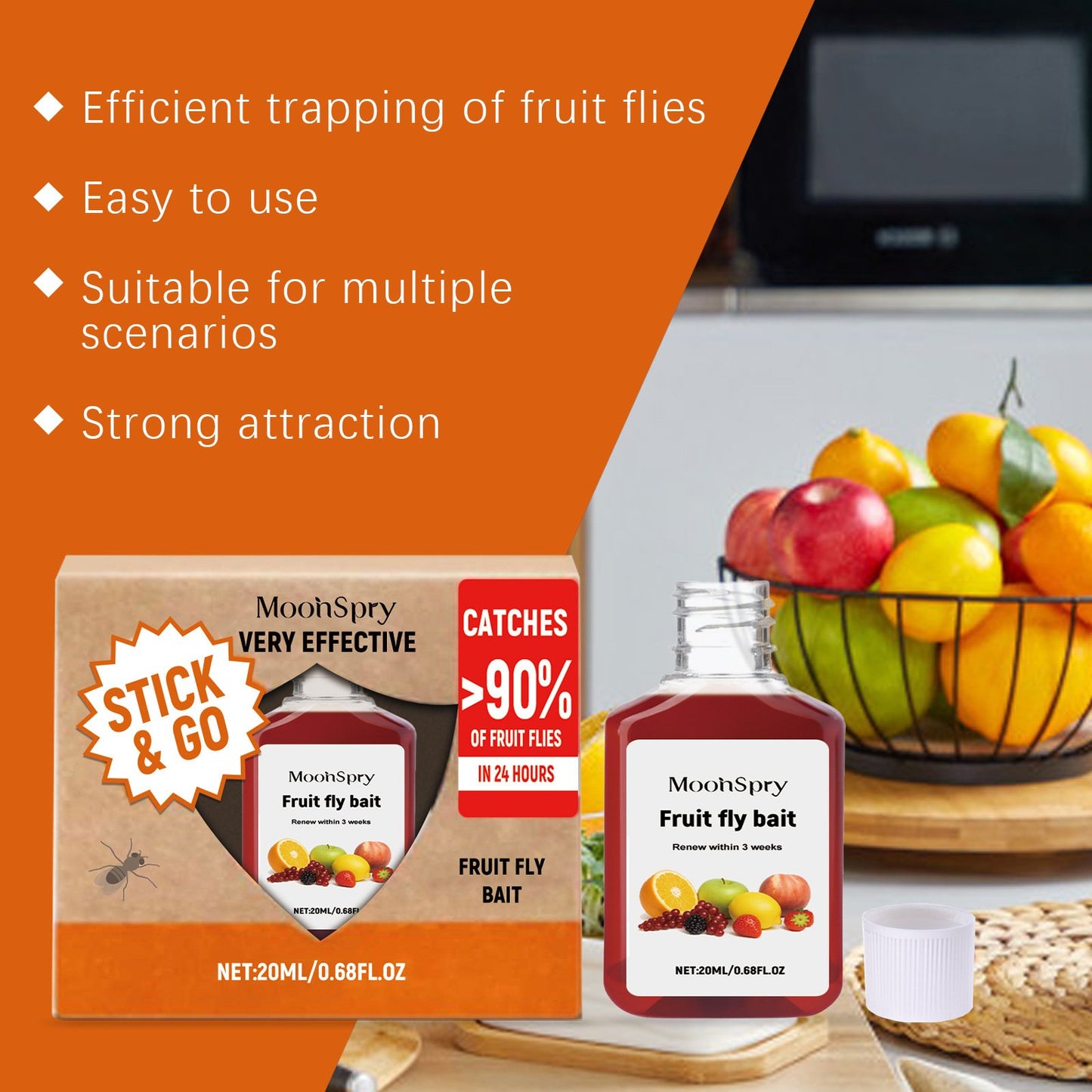💥Fruit Fly Trap - Environmentally Responsible Fruit Fly Killer - Up to 3 Weeks per Bottle,Best Gifts