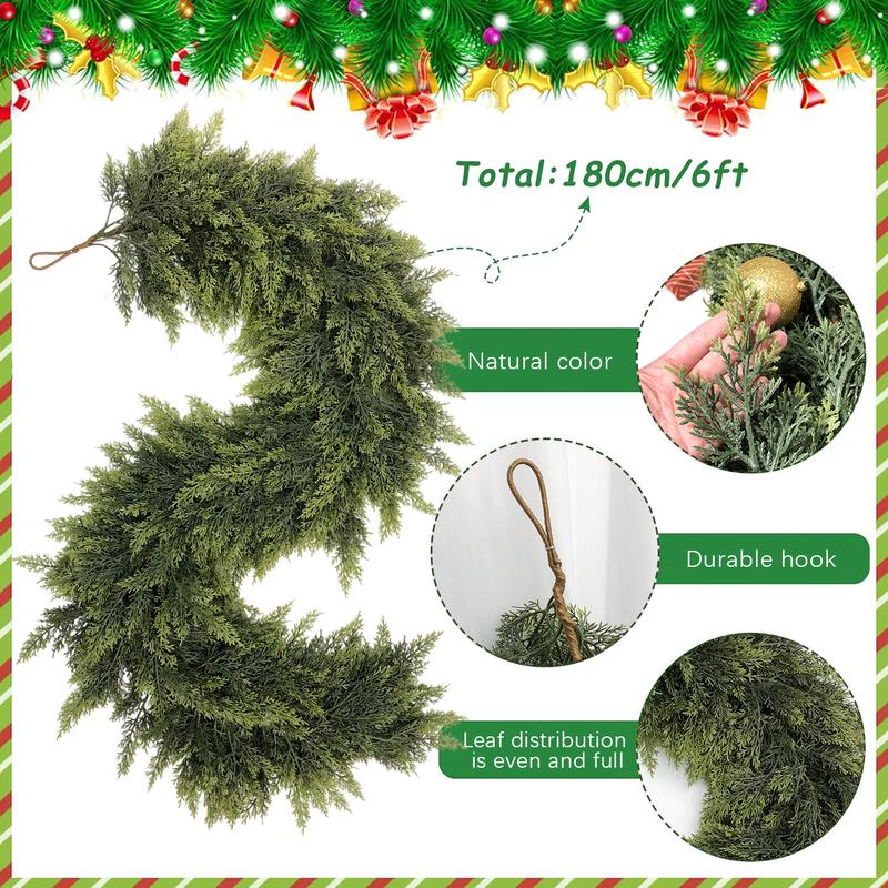 💥6 FT Artificial Cypress Rattan – Real Touch Winter Greenery