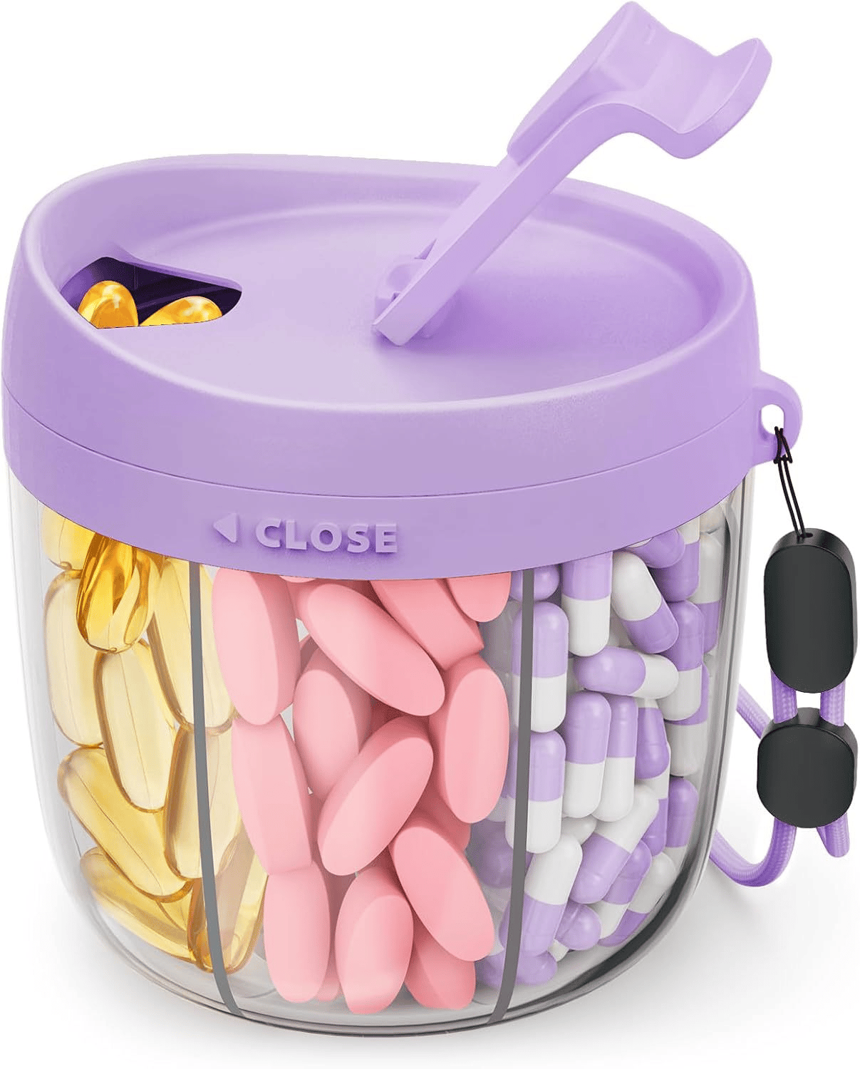Last Day Promotion Pill Dispenser Bottle with 6 Compartments | Never Miss a Dose Again!
