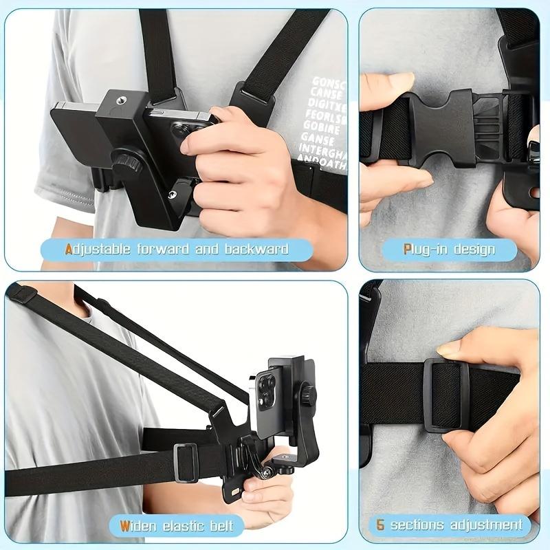 Chest strap phone holder, adjustable phone chest strap holder