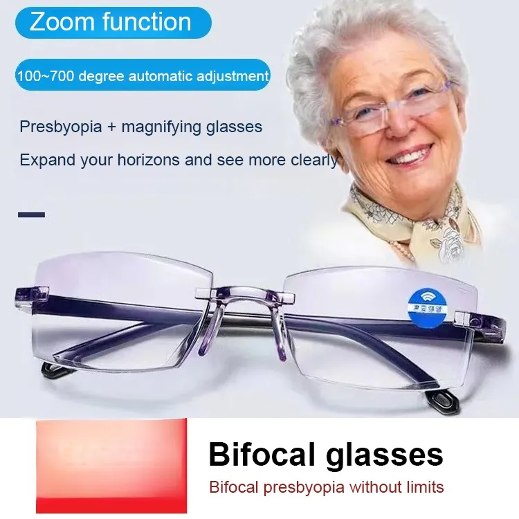 🔥Metal Frameless Highgrade Reading Glasses👍Blocks Blue Light, Radiation, and ultraviolet rays, Relieves Eye Fatigue👓️