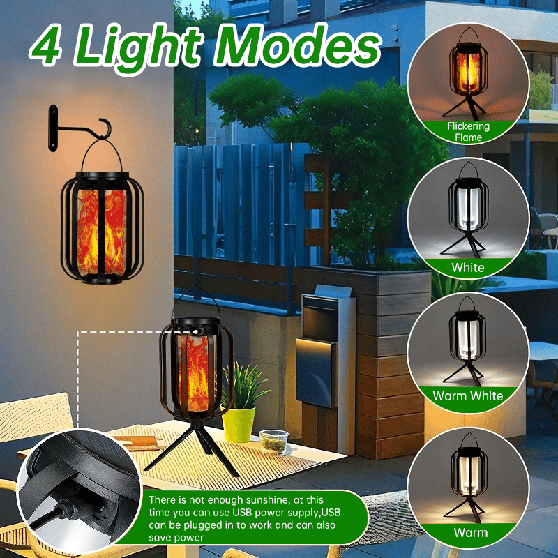 🔥Upgraded Flickering Flame Solar Lantern