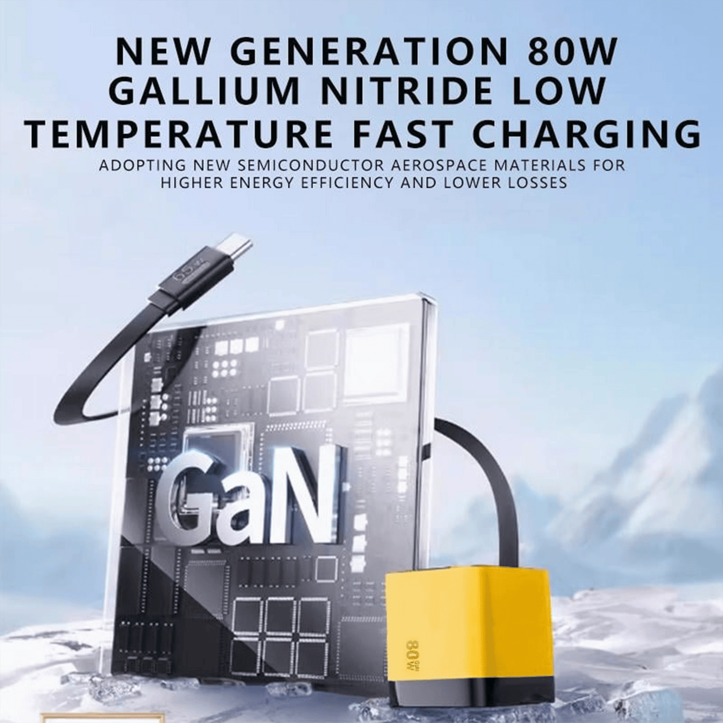 🔥3 in 1 GaN Charger,Scalable 80W MAX fast charger module with Type-C cable and 1 USB ports